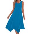 thumbnail image 1 of Ovzne Robes pour Femmes Robe pour Femme Robes pour Femmes Sans Manches Col Rond à Cordon Décontractée à Volants Robe Trapèze Courte Robe de Vacances Liquidation, 1 of 7