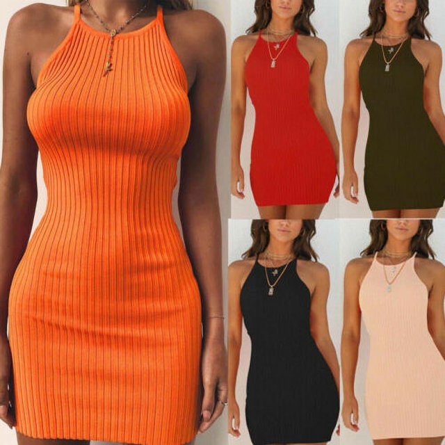 Women Summer Sleeveless Bodycon Party Cocktail Mini Dress