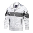 thumbnail image 1 of Qertyioot Men's Contrasting Color Hooded Zipper Casual Warm Windproof Pocket Motorcycle Jacket, 1 of 8