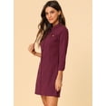 thumbnail image 4 of INSPIRE CHIC Robe-Chemise Ajustée en Denim pour Femmes à Manches 3/4 Boutonnée, 4 of 6