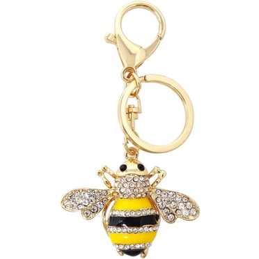 Jinsinto Rhinestones Little Bees Keychain Bumblebee Shiny Keyring Animal Keychain Decorated for Wallets