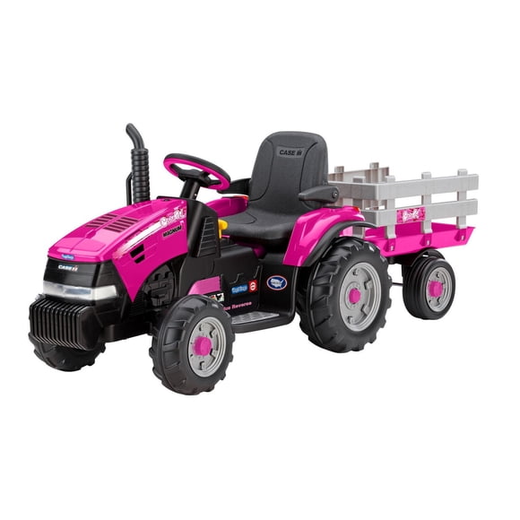 Jouet véhicule porteur tracteur Magnum Case IH de Peg Perego en rose