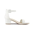 thumbnail image 3 of BLISSFUL STEP Women's Shoes Open Toe Block Heel Ankle Strap Sandals White 6, 3 of 8