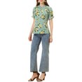 thumbnail image 2 of INSPIRE CHIC Women's Blouse Floral Ruffled Short Sleeve Ruffle Neck Casual Blouses XS Grayish Green, 2 of 7