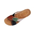 thumbnail image 2 of Orthopedic Sandals for Women Wedge Slide Cross Straps Color Block Open Toe Soft Sole Non Slip Comfortable Walking Sandals Black, 2 of 6