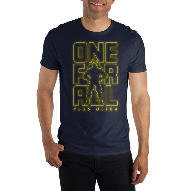 My Hero Academia One For All Plus Ultra Neon Classic Navy Blue Graphic Tee- M