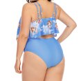 thumbnail image 4 of Women's Digital Printed Ruffled Plus Size Bikini Split High Waist Swimsuit, 4 of 7