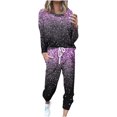thumbnail image 2 of Soldes de Liquidation tumgatte Tenues pour Femmes Tenues Décontractées Grande Taille Tenues d'Automne pour Femmes Ensemble Détente Mode Imprimé Manches Longues Col Rond Chandail à Enfiler Hauts et Pantalons Ensemble 2 Pcs pour Femmes, 2 of 5