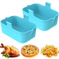 thumbnail image 1 of 2Pcs Air Fryer Silicone Pot with Handle Reusable Air Fryer Liner Heat Resistant Air Fryer Silicone Basket Rectangle Baking Pan Air Fryer Accessories Liners for Double Basket Air Fryer Ove, 1 of 11