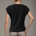thumbnail image 4 of Summer T Shirts for Women V-Neck Short Sleeve Casual Tops Solid Color Basic Tees, 4 of 4