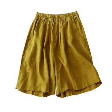 Wlynlyn Womens Shorts Plus Size Cotton Linen Shorts High Waisted Knee Length Shorts Pocketed Ladies Flowy Shorts