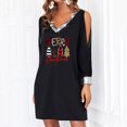 thumbnail image 4 of Pompotops Robe Imprimée Décontractée Aguichant pour Femmes Joyeux Noël, Col en V, Manches Longues, Mini-Robe en Solde, 4 of 8