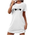 thumbnail image 1 of Chemises de Nuit pour Femmes Chemises de Nuit Imprimées à Manches Courtes Chemises de Sommeil Vêtements de Nuit Décontractés Robe de Pyjama Imprimée Douce et Confortable Robe de Sommeil Classique Chemises de Nuit Blanches TG, 1 of 5