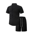 thumbnail image 3 of TIMIFIS Men's Cotton Linen Sets Short Sleeve Pleats Suits 2 Piece Button Shirt and Shorts Beach OutfitsFall, 3 of 8