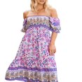 thumbnail image 3 of MesaSe Robe d'Été Bohème pour Femmes Imprimé Floral Col Carré à Volants Robe Longue Maxi de Plage Style E s, 3 of 5