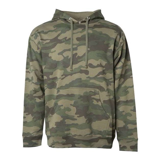 Independent Trading Co. camouflage Forestier 1828 5TG Chandail à Capuchon Mettant en Vedette un Motif de camouflage Forestier dans des Nuances de Vert et de Brun. Conçu avec une Poche Kangourou avant, Capuchon à Cordon Ajustable, et Poignets et Ourlet Côtelés pour un Ajustement Confortable. Convient aux Tenues Décontractées Ou aux Activités de Plein Air.