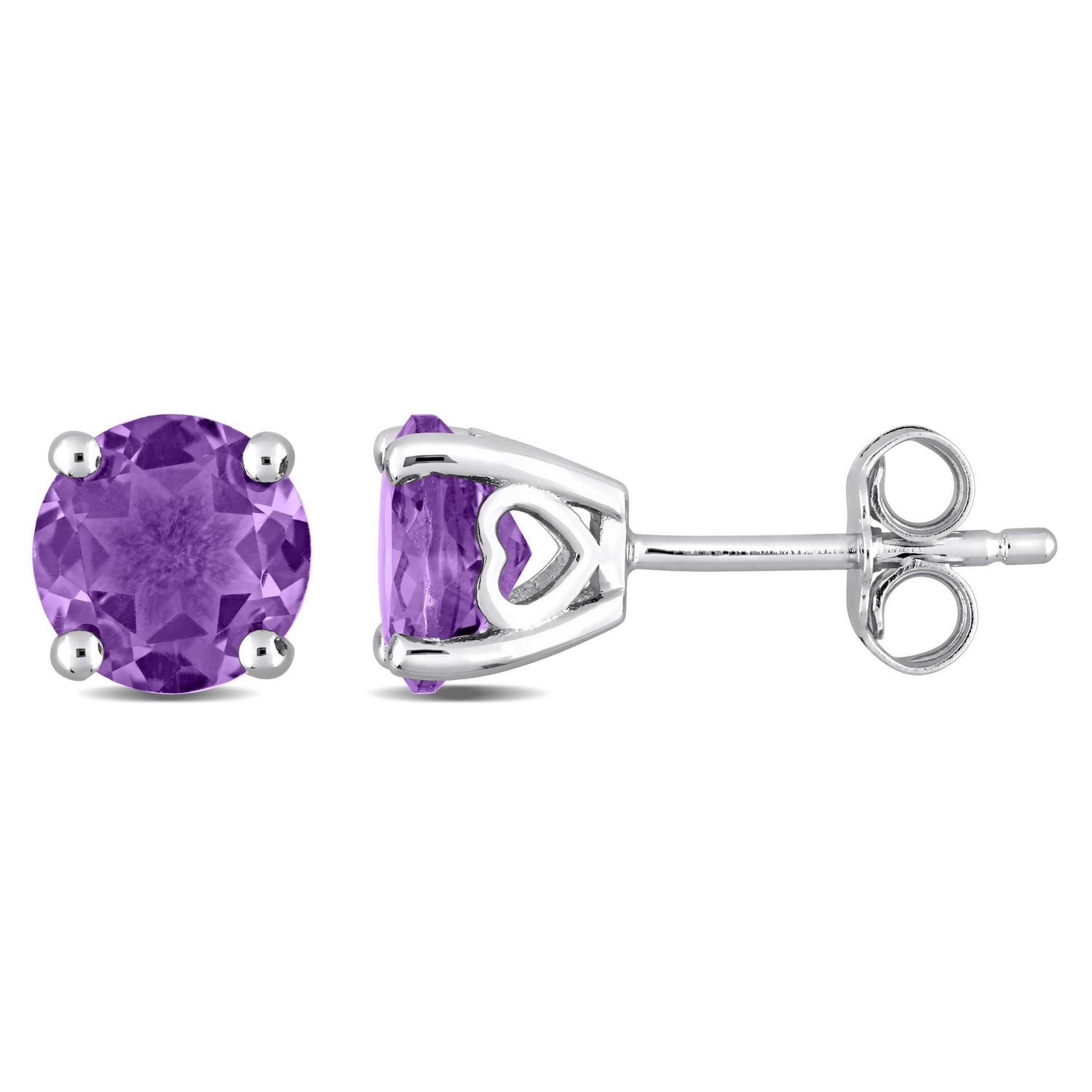 Clous d’oreille Solitaire Miabella avec 2 5/8 Carat PBT d'Améthyste en Argent Sterling