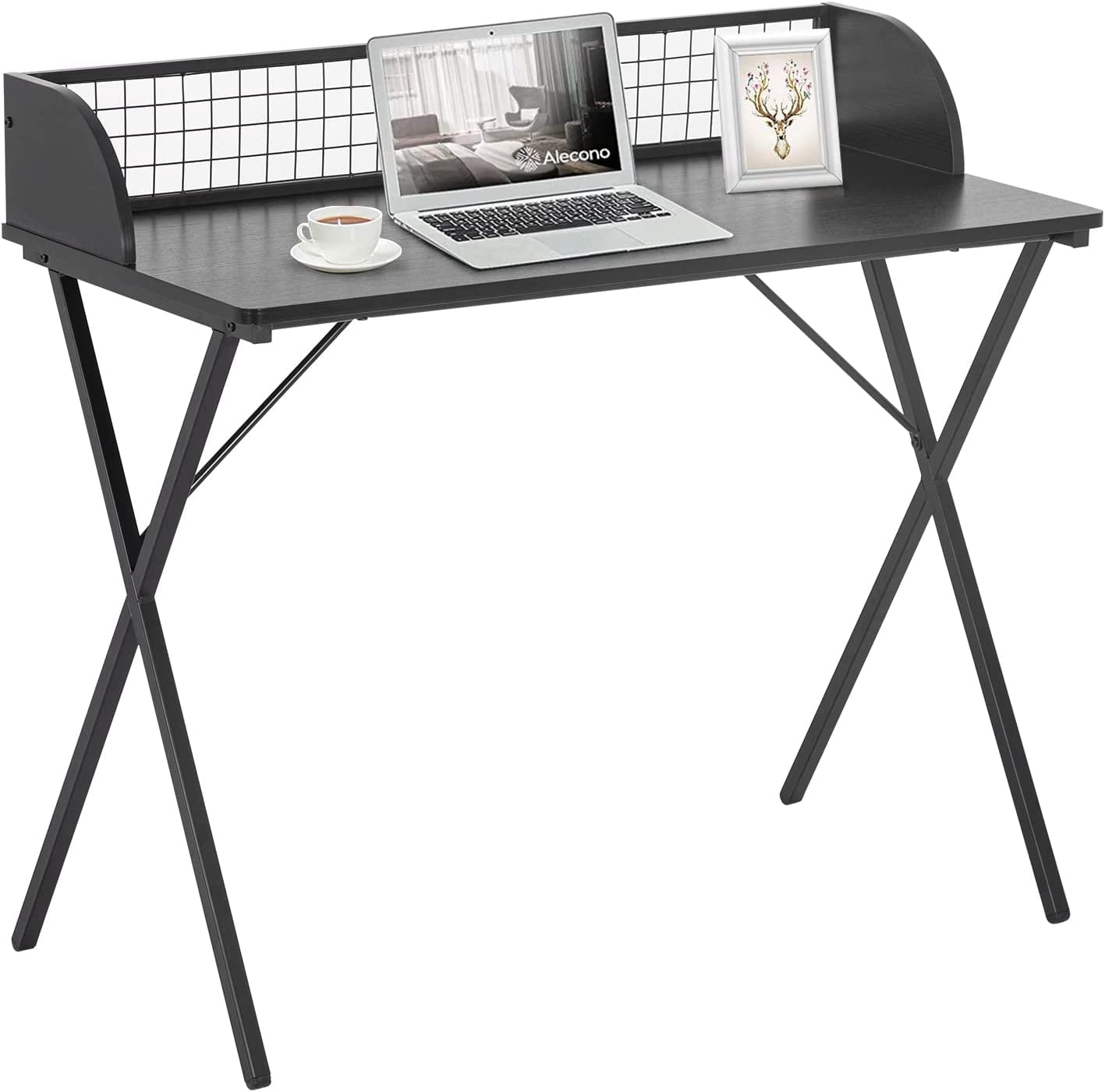 FDW Computer Writing Desk 39 Inch Sturdy Home Office Table, a Baffle to Keep Items From Slipping, Home Workstation, Black