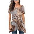 thumbnail image 1 of Hauts d'Été pour Femmes 2023 Coupe Ample Col Rond Manches Courtes T-Shirts T-Shirts Graphiques Étoiles et Rayures Blouses Décontractées et Confortables, 1 of 5