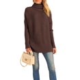 thumbnail image 3 of Women'S Oversized Loose Sweater Autumn Batwing Sleeve Ribbed Tunic Sweater Coffee L, 3 of 9