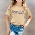 thumbnail image 2 of PMVFHDE Hauts Basiques pour Filles Hauts d'Été Tendance Manches Courtes Imprimé Col Rond T-Shirt Décontracté Kaki, 5-6 Ans, 2 of 5