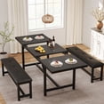 thumbnail image 4 of MIUUKA Extendable Dining Table Set for 4-6,Space-Saving Rectangle Kitchen Table with 2 Upholstered Benches,Sturdy Metal Frame, Ideal for Apartment, Dining Room, Small Spaces,Black, 4 of 8