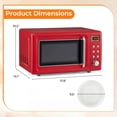thumbnail image 3 of Costway 0.7 Cu.ft Retro Countertop Microwave Oven 700W LED Display Glass Turntable Red, 3 of 10
