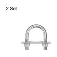 thumbnail image 3 of Unique Bargains Pênes Ronds en U 2 Ensembles 40mm(1.57 Pieds) Largeur Intérieure 69mm Longueur M10 Acier Inoxydable 304 avec Écrous Rondelles et Plaques, 3 of 5