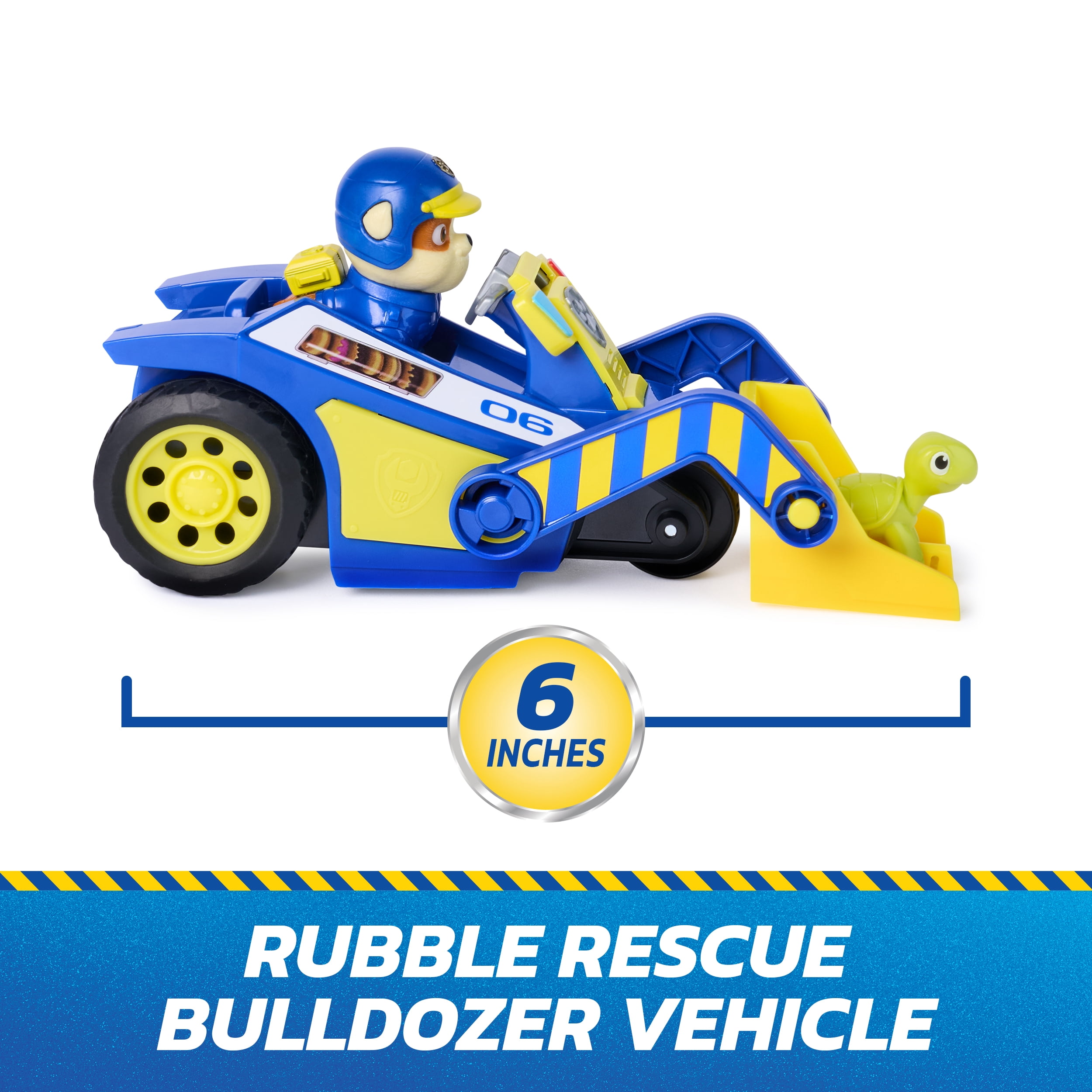 PAW Patrol: Search & Rescue, Bulldozer de sauvetage Ruben avec 2 figurines, voiture de police à rétrofriction, jouets pour garçons et filles à partir de 3 ans