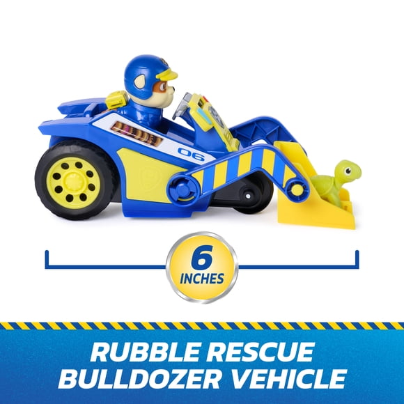 PAW Patrol: Search & Rescue, Rubble Rescue Bulldozer Vehicle with 2 Figures, Police Car Toy with Pull-Back Action, Kids Toys for Boys & Girls Ages 3+