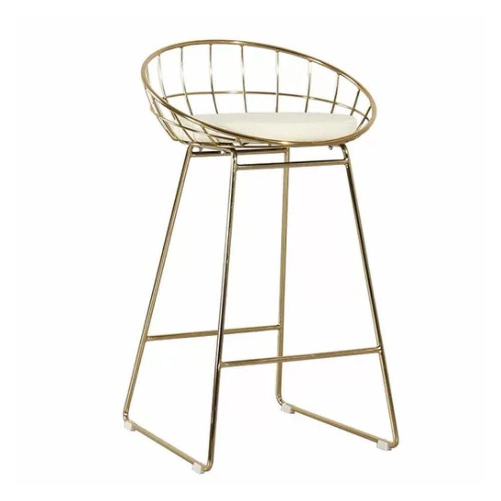 Tabouret romain (26" H x 19,5" L x 21,5" P) en or blanc ENSEMBLE DE 2
