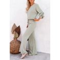 thumbnail image 4 of ORUYROP Ensemble de Pull 2 Pcs pour Femmes Haut Court à Manches Longues et Pantalon Large, 4 of 7