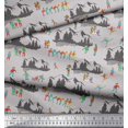 thumbnail image 3 of Soimoi Grey Rayon Fabric Humans,Sleigh & Mountains Holiday Print Fabric by Yard 42 Inch Wide, 3 of 3