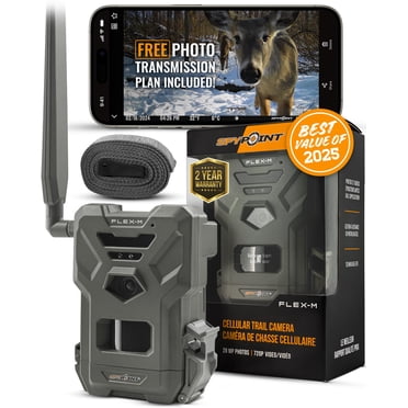 Spypoint FLEX-M Cellular Trail Camera – GPS-Enabled, Night Vision, IP65 Water-Resistant, 28MP Photos, 720p Video + Sound