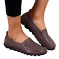 thumbnail image 3 of B91xZ Mocassins Plats Décontractés pour Femmes Bout Rond Talon Haut Bloc, Café 7.5, 3 of 5