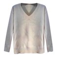 thumbnail image 4 of Mode Femmes Couleur Unie Manches Longues Pull Col en V Chemise Pull Tops, 4 of 4