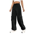 thumbnail image 1 of Yuyuzo Pantalon Cargo en Molleton pour Femmes, Taille Haute, Décontracté, Bas Resserré, Joggers Amples avec Poches, 1 of 7