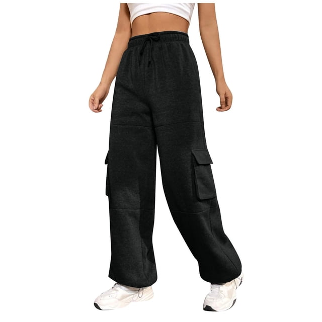Yuyuzo Pantalon Cargo en Molleton pour Femmes, Taille Haute, Décontracté, Bas Resserré, Joggers Amples avec Poches