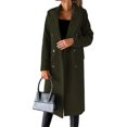 thumbnail image 1 of LUXUR Women Double-breasted Outwear Button Down Autumn Overcoats Army Green L, 1 of 3