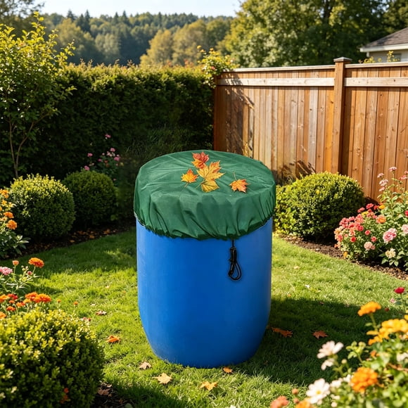 Drppepioner Rain Barrel Mesh Cover with Drawstring Black Fine Mesh Netting Keeps Debris Mosquitoes Out