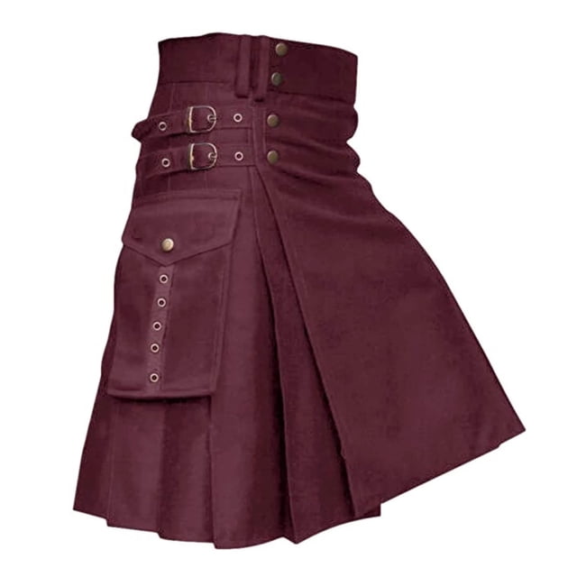 Sens du Design Tendance Mode Robe Écossaise de Vacances Couleur Jupe Plissée pour Hommes Pantalon Décontracté Catégorie