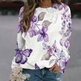 thumbnail image 2 of KIHOUT Chandails Molletonnés pour Femmes en Liquidation, Hauts Blouse à Manches Longues d'Automne et d'Hiver à Col Rond à Imprimé Floral, Coupe Ample, Taille P-2TG, 2 of 5