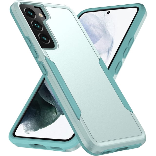 Samsung Galaxy S21 FE Étui Rigide par Phonesmart, Étui de Téléphone Protecteur avec Double Couche d'Armure en Caoutchouc Robuste et une Étui Arrière en PC Solide Combinée à un Pare-Chocs en TPU Souple pour une protection Antichoc. Conçu avec 4 Coins Coussinés Anti-Chute, Bords Surélevés pour Protéger l'Écran et l'Objectif de l'Appareil Photo, et Découpes Précises pour un Accès Facile aux Boutons et aux ports. Présenté en Couleur Sarcelle Pâle.