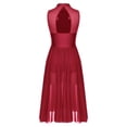 thumbnail image 4 of Sinleey Costumes de Danse Lyrique pour Femmes Robe Longue Fluide en Tulle Sans Manches à Sequins Moderne Contemporain Bordeaux m, 4 of 6