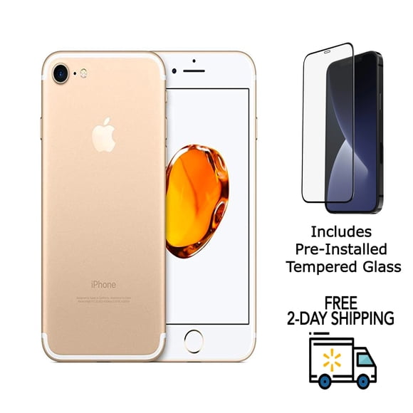 Refurbished Apple iPhone 7 A1660 (Fully Unlocked) 32GB Gold (Grade A+) w/ Pre-Installed Tempered Glass