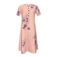thumbnail image 2 of Robe de Plage Femme Décontractée à Manches Courtes Robes Taille Empire Robe sous le Genou Poches, 2 of 5