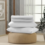 Color sense Twin XL White Brushed Cool & Crisp Cotton Blend Percale 3-Piece Bedsheet Set