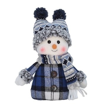 Ramiter 1 PCS Christmas Handmade Gift Cute Snowman Animated Plush Knit Doll Collectible Figurine Xmas Bedroom Home Decorations Holiday Presents Fabric Doll Cute Ski Swing Snowman Decora