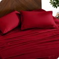 thumbnail image 4 of Bare Home Bamboo Sheet Set - Made from Rayon Fibers - Deep Pockets - 4 Piece - King, Red, 4 of 7