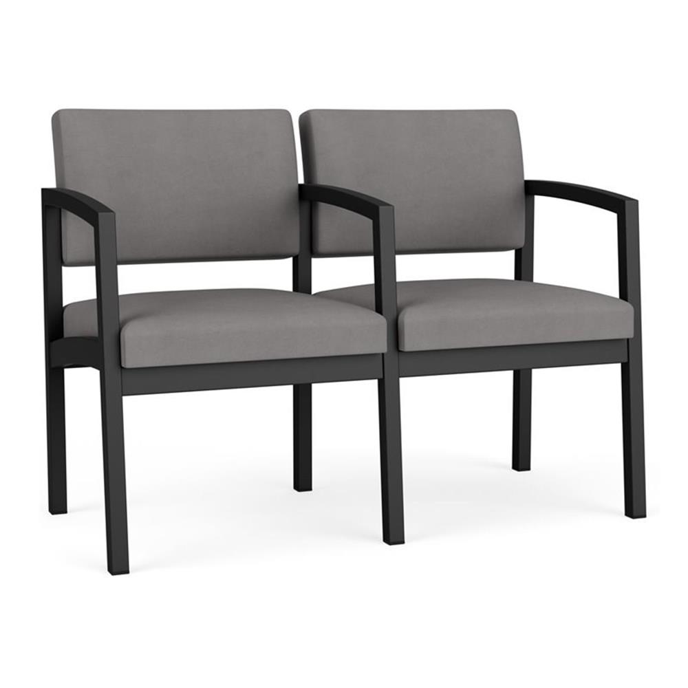 Lenox Steel Reception Waiting 2 Seats Chair / Black Steel / Light Gray